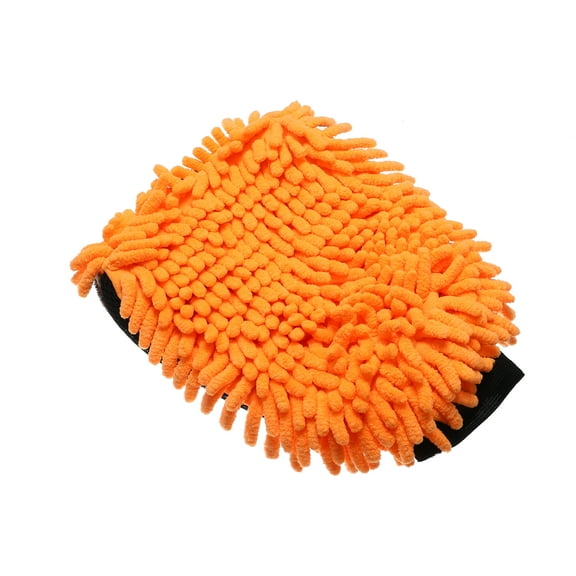 Unique Bargains Dual-Sided Car Washs Mitts Chenille Coral Fleece Dirt Washing Foam Tool for Auto Car Orange and Gray