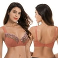 thumbnail image 6 of Curve Muse Womens Plus Size Minimizer Underwire Bra With Lace Embroidery-2 Pack-BROWN,BUTTER MILK-40DD, 6 of 7