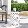thumbnail image 2 of Side Table, Cylindrical End Table, Powder-coated Iron Side Tables, Floral Pattern Bedside Table For Living Room (13.75"Wx13.75"Dx18.00"H), 2 of 9
