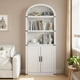 thumbnail image 6 of TROPOW Bookcase with Doors Arched Bookshelf 71.65in Tall Bookcase Farmhouse Cabinet with Shelves Wooden Bookshelves for Home Office, Living Room,White, 6 of 8