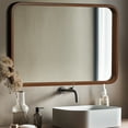 thumbnail image 2 of Magnifique Rectangle Arc Wall Mirror with Wood Frame for Bathroom Vanity 20" x 30",Walnut, 2 of 8