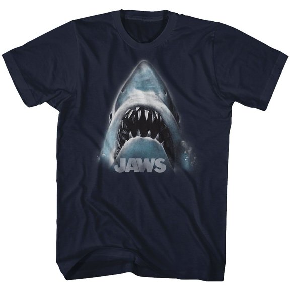 Jaws Head Logo Navy Adult T-Shirt 4Xlt