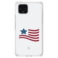 thumbnail image 1 of DistinctInk Clear Shockproof Hybrid Case for Google Pixel 4 XL (6.3" Screen) - TPU Bumper Acrylic Back Tempered Glass Screen Protector - USA Waving Flag Red White & Blue, 1 of 1