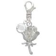 thumbnail image 2 of Delight Jewelry Silvertone Antiqued Rose - Silvertone Clip on Charm with Clear Crystal Drop, 2 of 5