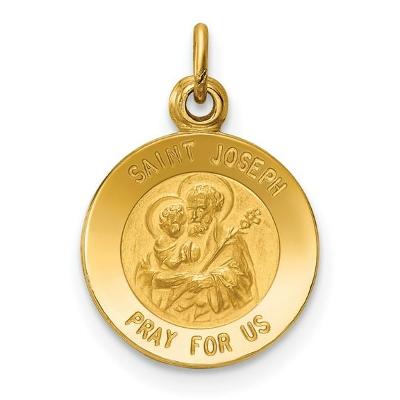 Auriga 14K Yellow Gold Saint Joseph Medal Charm Pendant for Women (L-17mm, W-12mm)