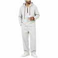 thumbnail image 2 of SEROYE Tracksuit for Men, 2 Piece Zipper Hooded Long Jogger Pants Loose Fit Casual Sportswear Daily Lounge Travel (XL, White), 2 of 7