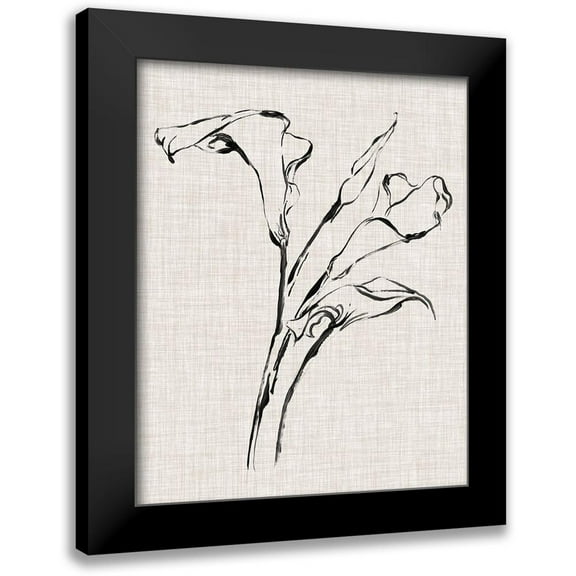 Harper, Ethan 12x14 Black Modern Framed Museum Art Print Titled - Floral Ink Study IV