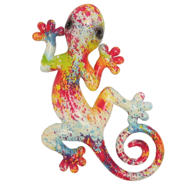 Gecko Wall Art Decor Buena Suerte Sabiduría Pintado a mano Colorfast 3D Lizard Art Escultura de pared para refrigeradores Cercas Porches LM9001A 3