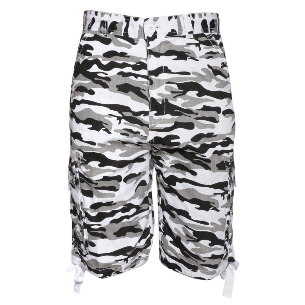 Men's Cargo Camo Shorts Cotton Pocket Relaxed Fit Original Deluxe Black