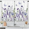 thumbnail image 6 of Purple Floral Lavender Flower Kitchen Curtain 27.5W X 39L Inch 2 Panel Spring Small Short Cafe Tier Window Treatment Drapes Farmhouse Country Wood Vintage Rustic Wildflower Bathroom Home Decor, 6 of 6