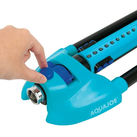 Aqua Joe - AJ-OMS20-BRS Indestructible Metal Base Oscillating Sprinkler | Customizable Coverage | 4973 sq ft Max Coverage