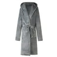 thumbnail image 3 of Smilepp Robe de Nuit pour Homme d'Hiver à Capuche avec Poche à Manches Longues Peignoir de SPA, Gris, m, 3 of 9