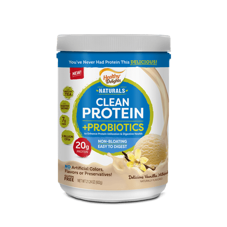 Healthy Delights Naturals Clean Protein + Probiotics Powder, Vanilla Milkshake, 21.24 oz, 14
