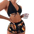 thumbnail image 4 of Women's Bathing Suit 3-Piece Bikini Sets Thong Bikini Sets Cross Sling High Waist Short Swimsuits Sets for Women, 4 of 7