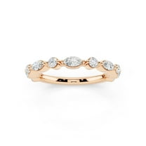 1/2 Ctw Moissanite Wedding Band 14K Rose Gold Plated S925 Silver Stackable Ring D Color VVS1 Fine Jewelry Gift Size 9