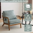 thumbnail image 2 of IVV Upholstered Accent Chair with Thick Seat Cushion and Lumbar Pillow, Teal Corduroy Leisure Armchair with Solid Wood Legs for Living Room, Bedroom, Reading Nook, Apartment & Small Spaces, 2 of 10