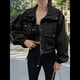 thumbnail image 5 of Chaqueta Corta para Mujer, Anorak Utilitario Extragrande con Cremallera y Bolsillos Negro XL, 5 of 8