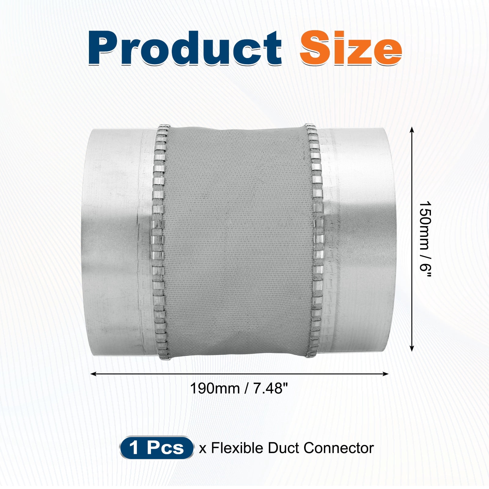 Uxcell Flexible Duct Connector (6", Silver) - Galvanized Steel, Round Vibration-Reducing Male Fit Coupler Ducting Connector Pipe Extender Fitting for Dryer Vent Hose / HVAC Systems
