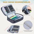 thumbnail image 3 of Estuche para Lápices de Gran Capacidad, Multifuncional para Colores con 72 Ranuras Portátil con 2 Fundas Extraíbles (Negro), 3 of 4