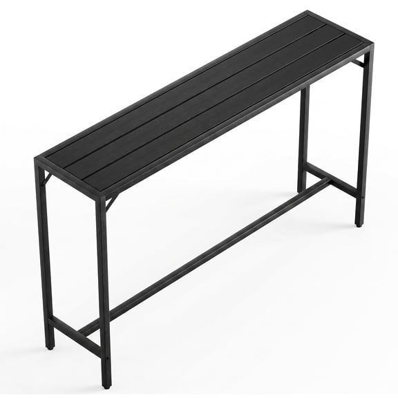 LAZY BUDDY 63'' Outdoor Bar Table, Patio Bar Table with HDPE Top & Metal Frame, Rectangular Counter Height Dining Table for Balcony, Yard, Hot Tub, Poolside, Indoor
