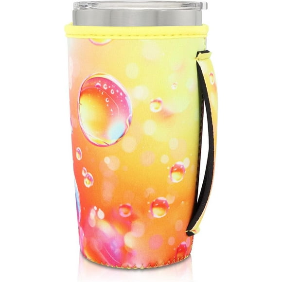 SHILIU-Neoprene Insulated Sleeves Cup Holder with Handle for 20oz Tumbler Cups, Reusable Iced Coffee Sleeve Compatible with Starbucks Trenta, Dunkin Large, more(Gradient)