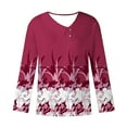 thumbnail image 4 of Utoimkio Long Sleeve Tunic Tops for Women Plus Size V Neck Casual Floral Print Shirts Loose Fit Lightweight Tee Blouses for Women, 4 of 5