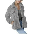 thumbnail image 2 of SYMOID Women’s Gray Oversized Sherpa Jacket - Warm Soft, Button-Front Pockets, Fall Winter Outerwear (Sizes S-XXL),Size S, 2 of 6