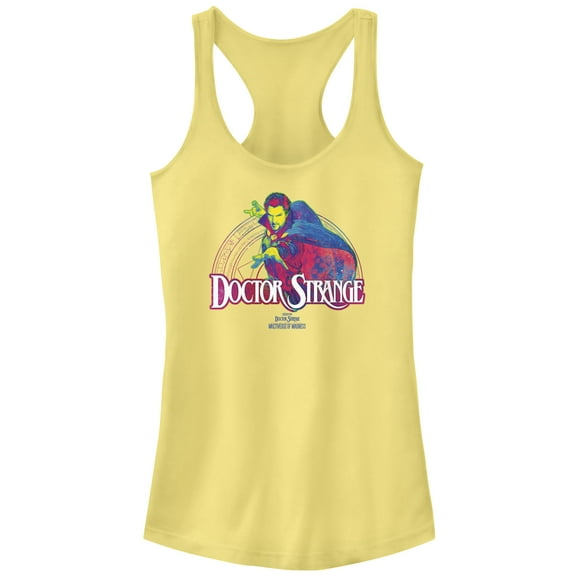 Junior's Marvel Doctor Strange in the Multiverse of Madness Colorful Doctor Strange  Racerback Tank Top Banana X Small