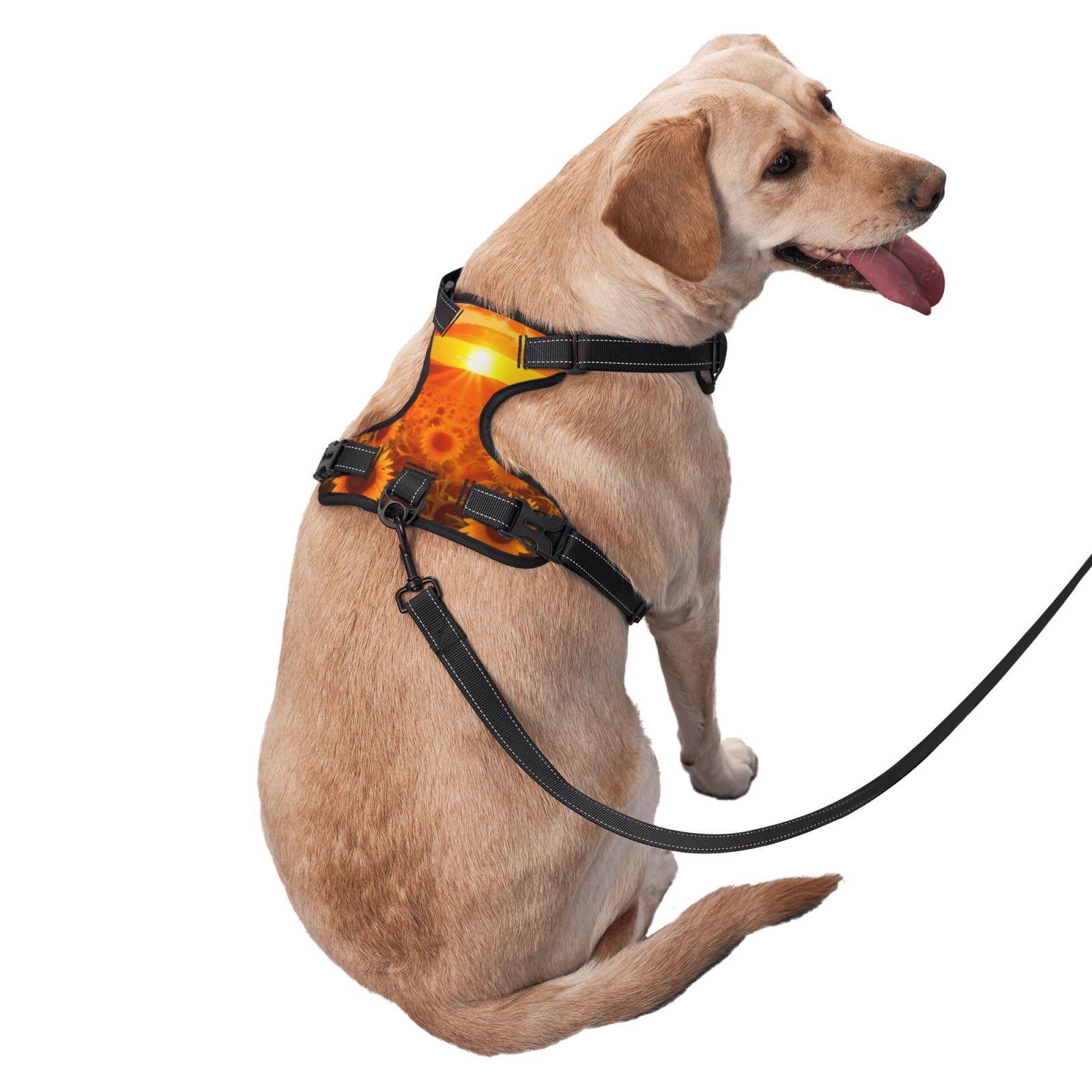 Fuzoiu Sunset Golden Sunflower Field Print Reflective Dog Harness,Adjustable, Breathable Pet Vest,Dog Harness No Pull,No Choke Pet Vest for Small, Medium, and Large Dogs-Small