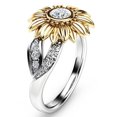 thumbnail image 3 of Jacenvly 2024 New Rings For Women Exquisite Women'S Two Tone Floral Ring Round Sunflower Jewel Gifts For Her Sliver, 3 of 4