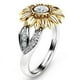 thumbnail image 4 of Fiudx Exquisito Anillo Floral de Dos Tonos para Mujer con Joya de Girasol Redondo, 4 of 4