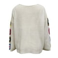 thumbnail image 6 of QASIEATN Sweaters for Graceful Women Fashion, Sweater Floral Pattern Drop Shoulder Pointelle Knit Sweater Sweater Women, Womens Fall Tops, 6 of 7