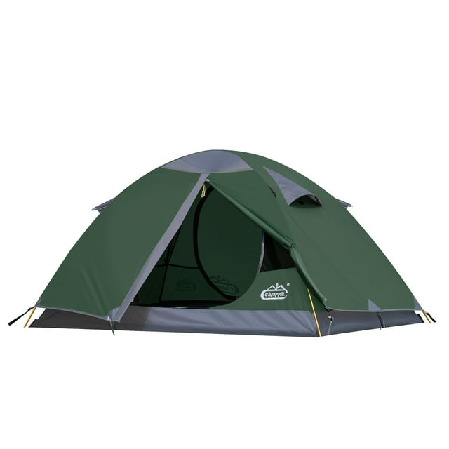 Tienda de campaña para mochileros Camppal impermeable y resistente al viento para 2 personas en verde