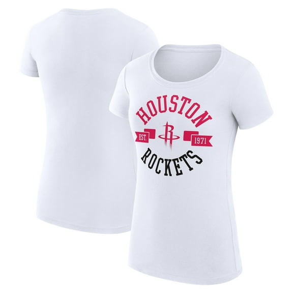 Women's G-III 4Her by Carl Banks White Houston Rockets Super-Slim Fit Lightweight Large City Logo T-Shirt