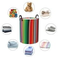 thumbnail image 6 of Balery Mexican Serape Blanket Stripes Round Laundry Basket with Handles Waterproof Freestanding Laundry Hamper for Clothes Toys in the Dorm and Family-Small, 6 of 8