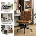 thumbnail image 4 of Vegan Leather Office Chair Adjustable Oversize Swivel Home Task Chair Metal Leg Bedroom Camel, 4 of 9