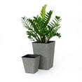 thumbnail image 2 of YINYUN 2-Pack Smart Self-watering Square Planter for Indoor and Outdoor - Hand Woven Wicker - Gray, 2 of 5