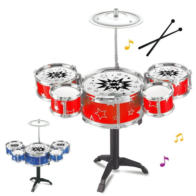 Staron Batterie pour Tout-Petits 1-3 (Rouge), Batterie pour Enfants Pile Jazz Instruments de Musique pour Enfants Jouets pour Garçons Filles, Jouets Musicaux pour Tout-Petits 1-3