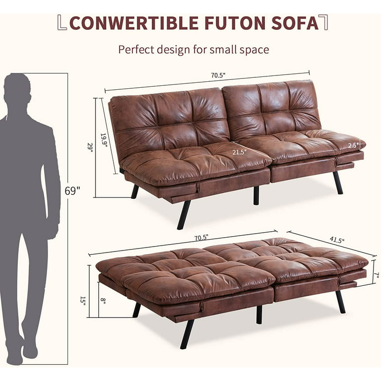 Leather Futon Sofa Bed Convertible