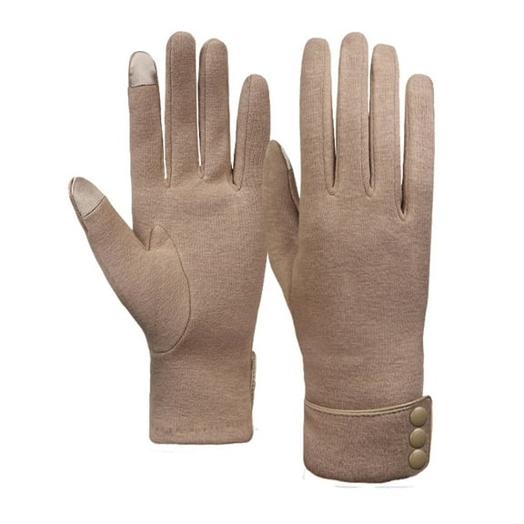 beishanbush Gloves Mittens Winter Riding Thickened Warm Screen Plush Solid Button Women Outdoor Gloves D