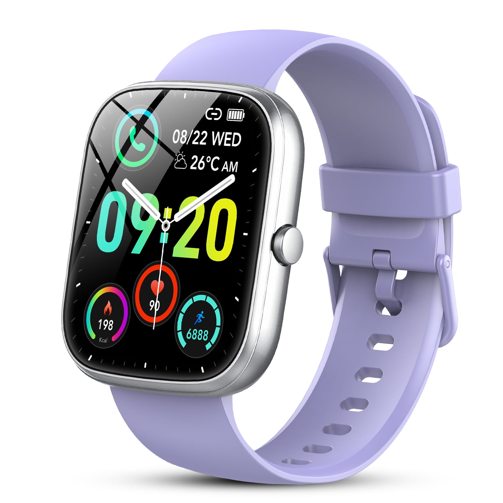 Smart Watch Fits for Android and Iphone, IP68 Waterproof Smartwatch for Women Men 100+ Sports Modes 1.91-inch Fitness Tracker, Smart Watch with Bluetooth Call(Answer/Make Calls), for Gift Purple