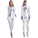 thumbnail image 3 of Traje de astronauta galáctico para mujer, mono con cremallera frontal, mono de astronauta metálico brillante, mono de gato para Halloween, cosplay, 3 of 5