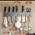 thumbnail image 4 of Wall Mounted Knife Rack, Multi-Functional Kitchen Organizer with No Nail Adhesive Mounting, Minimalist Storage for Utensils, Durable Carbon Steel Design, 4 of 10