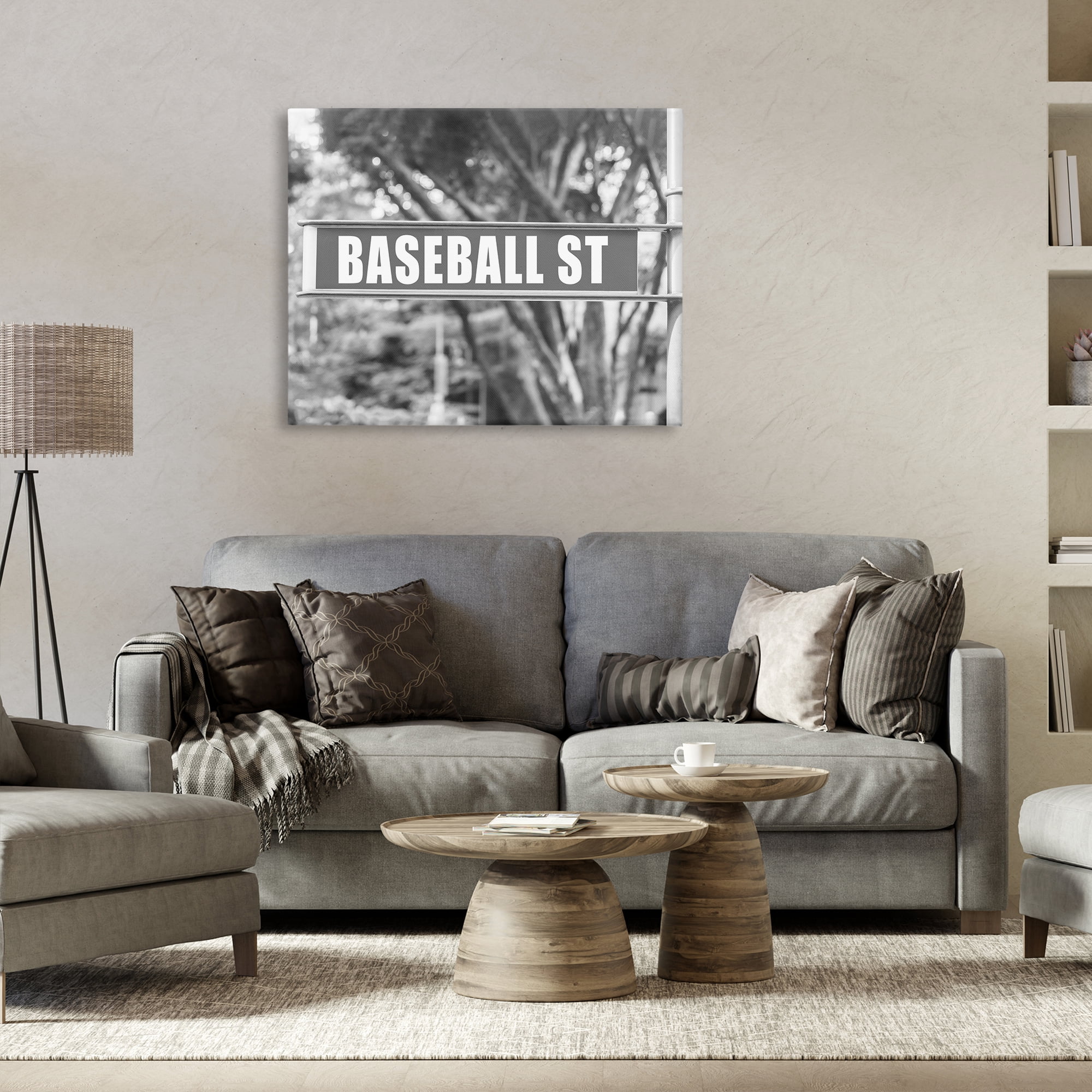 Stupell Industries Baseball Street Sign Sports Photography Wrapped Canvas Art Print Wall Art, 40 x 30