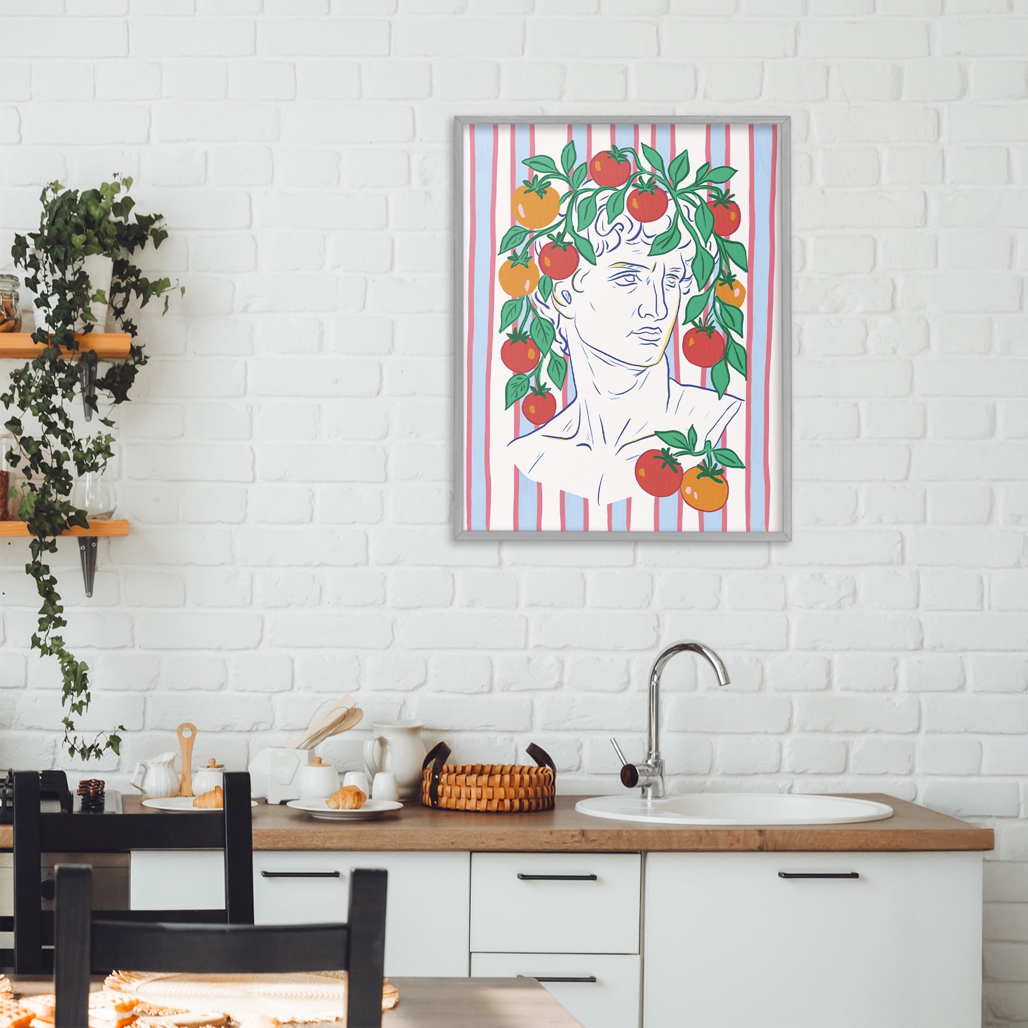 Stupell Industries La Rossa Sculpture Face Gray Framed Giclee Art, design by Radhika Modi