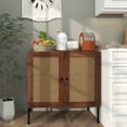 thumbnail image 2 of Costway Rattan Buffet Sideboard  Cabinet Cupboard with Adjustable Shelf Walnut, 2 of 9