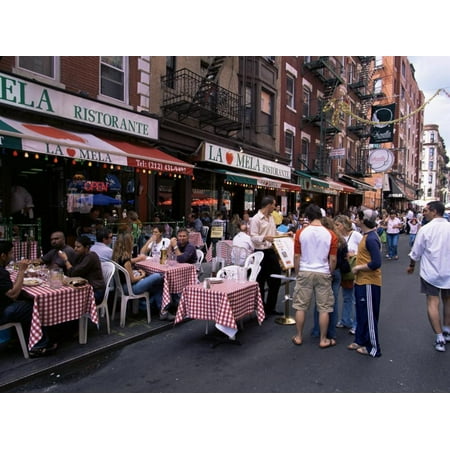 People Sitting at an Outdoor Restaurant, Little Italy, Manhattan, New York State Print Wall Art By Yadid