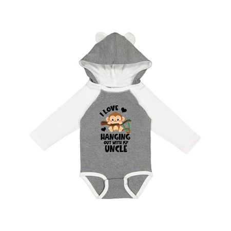 

Inktastic Monkey I Love Hanging out with My Uncle Gift Baby Boy or Baby Girl Long Sleeve Bodysuit