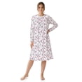 thumbnail image 2 of Aria Women’s Long Sleeve Stretch Velour 44" Sleepwear Nightgown, Sizes XS-5X, 2 of 6