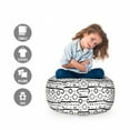 thumbnail image 2 of Black and White Storage Toy Bag Chair, Grunge Composition of Oriental Geometric Motifs Triangles and Stripes, Stuffed Animal Organizer Washable Bag, Small Size, Black White, by Ambesonne, 2 of 3